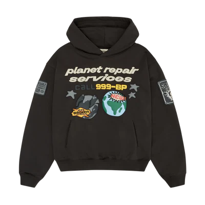 Broken Planet Hoodie 'Planet Repair Services' - Soot Black