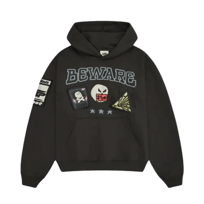 Broken Planet Hoodie 'Beware' - Soot Black