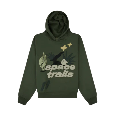 Broken Planet Hoodie 'Space Trails' - Olive Green