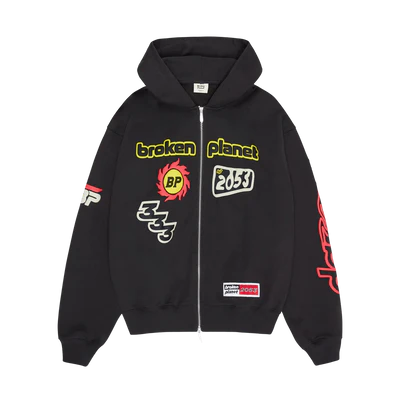 Broken Planet Performance Zip Up Hoodie 'Soot Black'